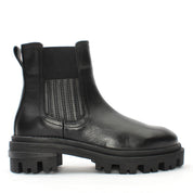 Damen Schwarze Leder-Chelsea-Stiefel mit Blockabsatz (029-20124)