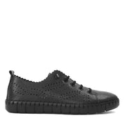Damen Sneaker aus schwarzem Leder – Leicht & Atmungsaktiv (664-25913)