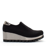 Women's Black/Silver Casual Wedge Shoes (317-401)