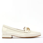 Women's Beige Patent Leather Loafers (686-29200)