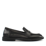 Damen Schwarze Leder-Loafer (029-20138)
