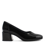 Women’s Black Patent Leather Block Heel Pumps – Elegant Slip-On Shoes (710-25611)