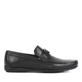 Herren Slipper aus schwarzem Leder mit Metallschnalle (639-258)