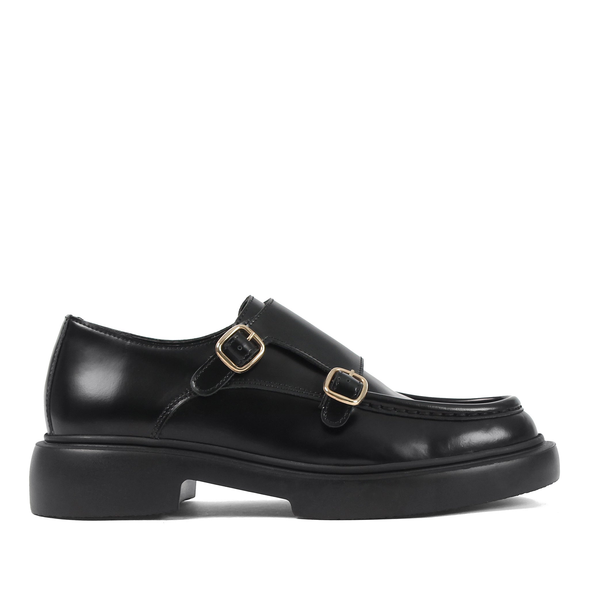 Herren Schuhe aus schwarzem Florantic-Leder mit Doppelmonk-Verschluss (064-1046)
