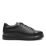 Herren Leder Sneaker mit Robuster Sohle – Schwarz (691-3439)
