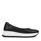 Damen Leder Slipper Schwarz mit Gepolsterter Plateausohle (366-28226)