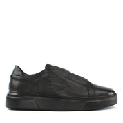 Men's Black Leather Zipper Sneakers (675-117)