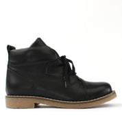 Damen Schwarze Leder-Schnürstiefel mit Blockabsatz (559-30000)