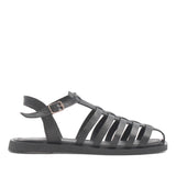 Damen Ledersandale in schwarz mit geflochtenem Riemen (767-35002)