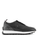 Herren Schwarze Leder Sneaker mit Hellbraunen Akzenten (406-4409)