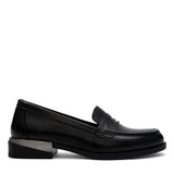 Damen Schwarze Leder Loafer (494-25829)