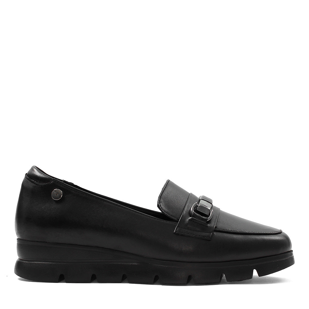 Damen Schwarze Leder Loafer zum Hineinschlüpfen (753-31804)