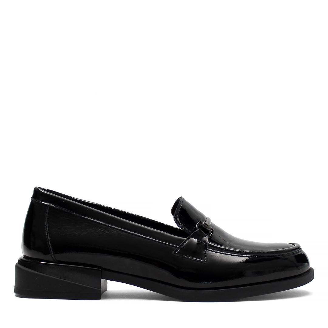Damen Schwarze Lackleder Loafer (494-25828)