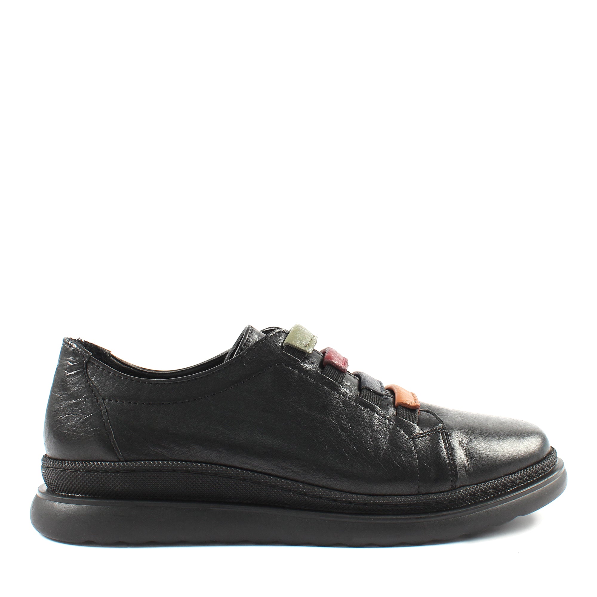 Damen Schwarze Leder-Freizeitschuhe (719-27311)