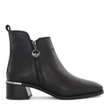 Damen Schwarze Leder-Stiefeletten mit Blockabsatz (625-23944)
