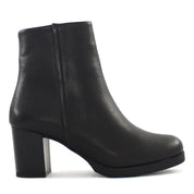 Damen Schwarze Leder-Stiefeletten mit Blockabsatz (625-23945)