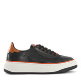 Herren Schwarze Leder Sneaker mit Orangen Akzenten (152-4801)