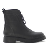 Damen Schwarze Lederstiefeletten mit Reißverschluss (338-23422)