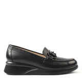 Damen Schwarze Leder-Wedges (494-25820)