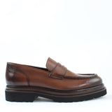 Herren Braune Loafer aus Leder mit Blockabsatz (395-2856)