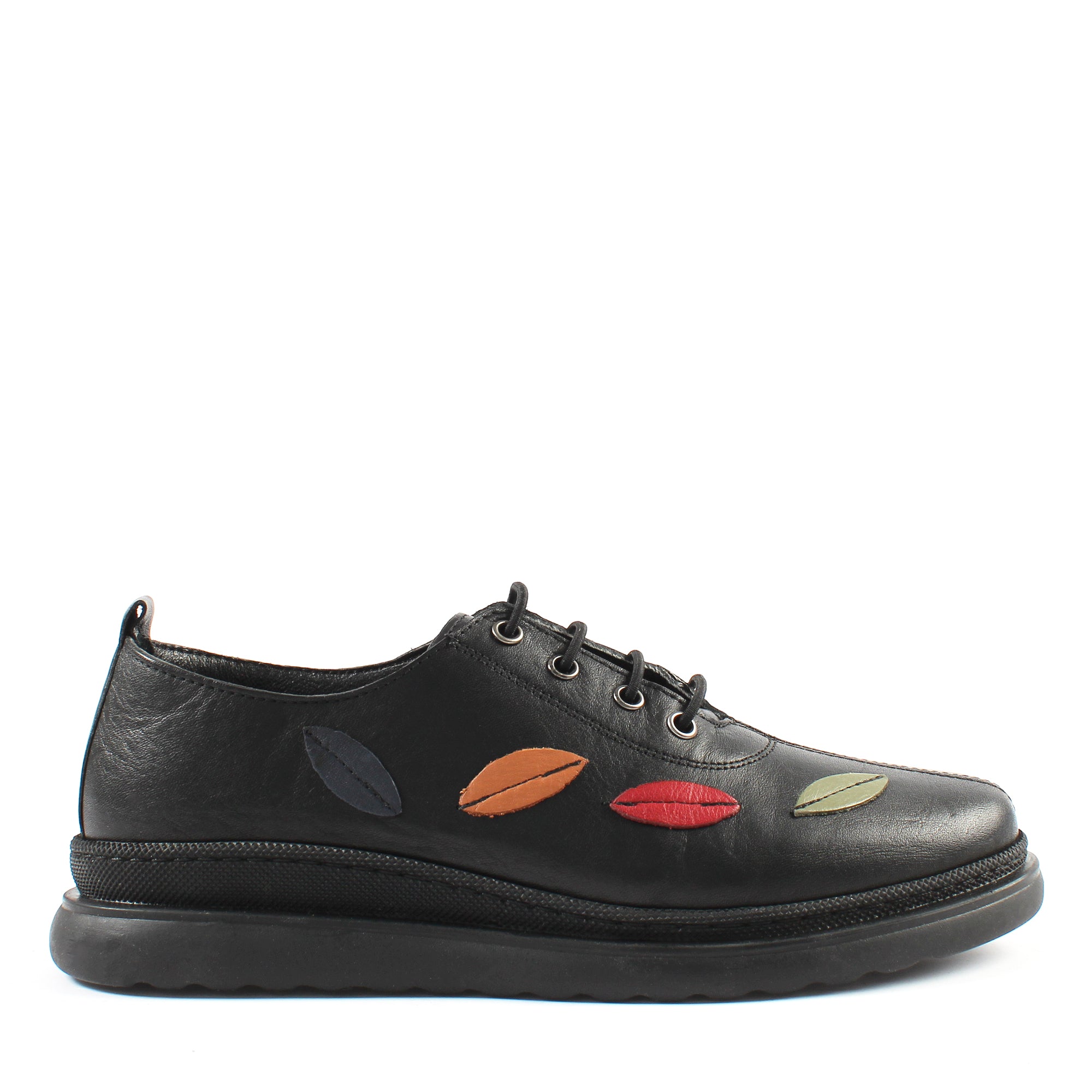 Damen Schwarze Leder-Freizeitschuhe (719-27320)