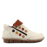 Damen Beige Lederstiefel mit dekorativen Knöpfen (581-29306)