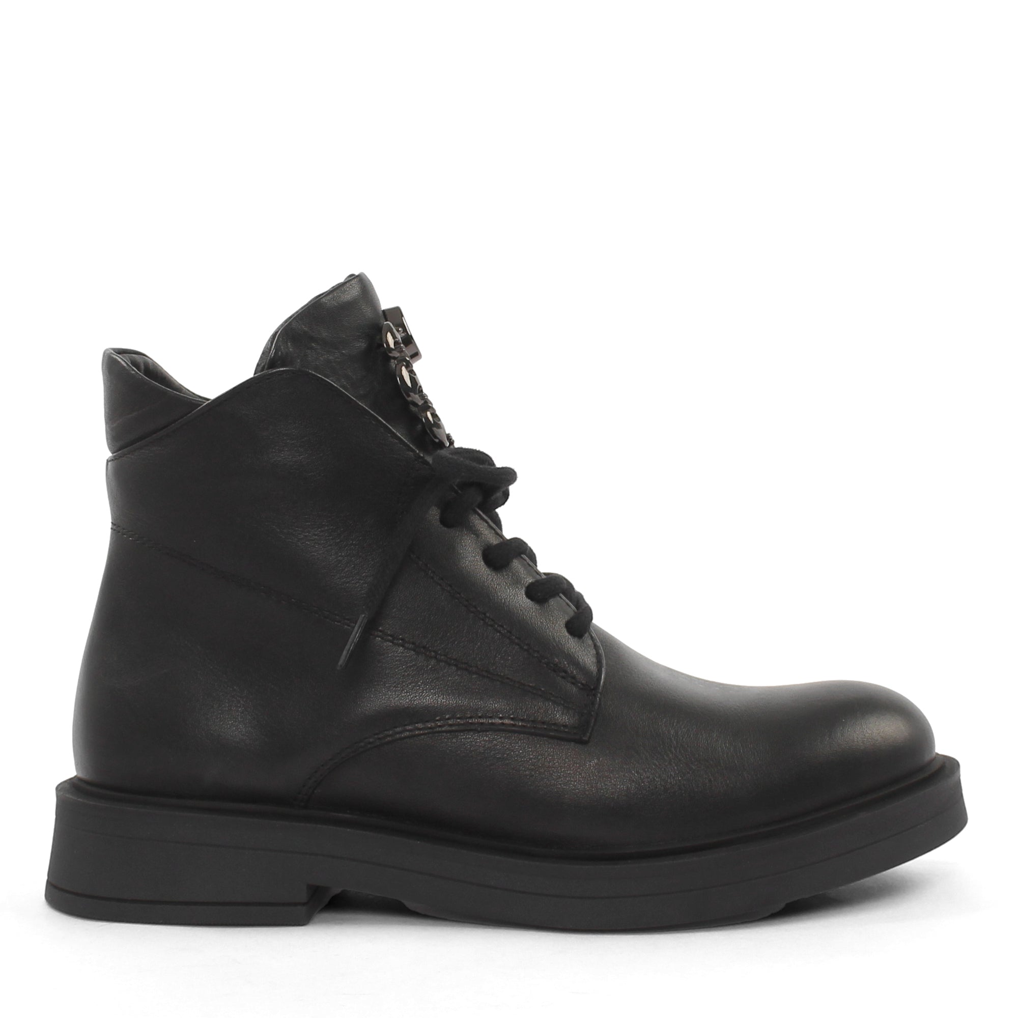 Women's Black Leather Boots (376-20436)