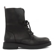 Damen Schwarze Leder-Schnürstiefel (376-20434)
