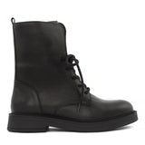 Damen Schwarze Leder-Schnürstiefel (376-20434)