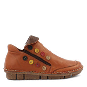 Damen Hellbraune Lederstiefel mit dekorativen Knöpfen (581-29306)