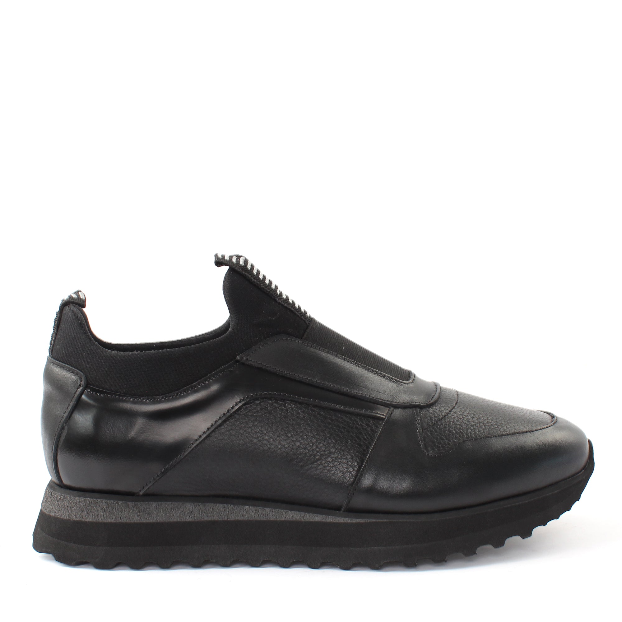 Herren Schwarze Slip-On Sneakers aus Leder (395-2857)