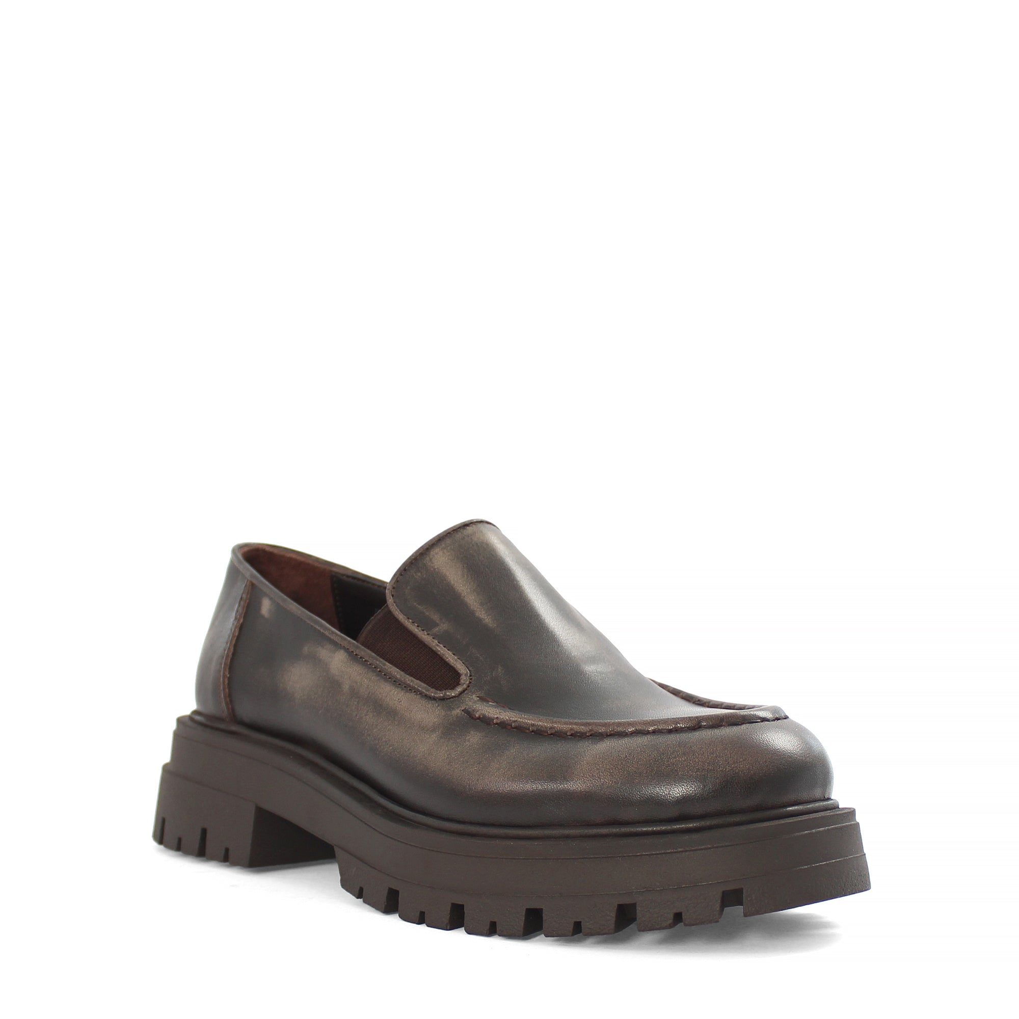 Women's Anthracite Leather Loafers (029-20154)