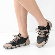 Damen Schwarze/Nerze Leder Schnürschuhe mit Reißverschluss (288-31101)