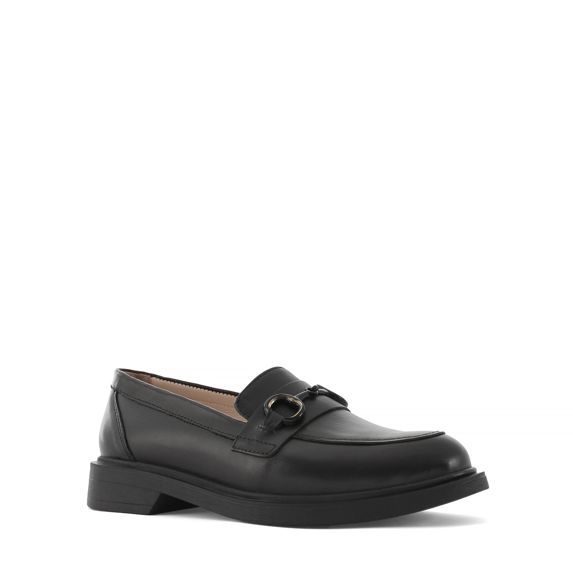 Damen Schwarze Leder Loafer mit Stilvollem Akzent (494-25824)