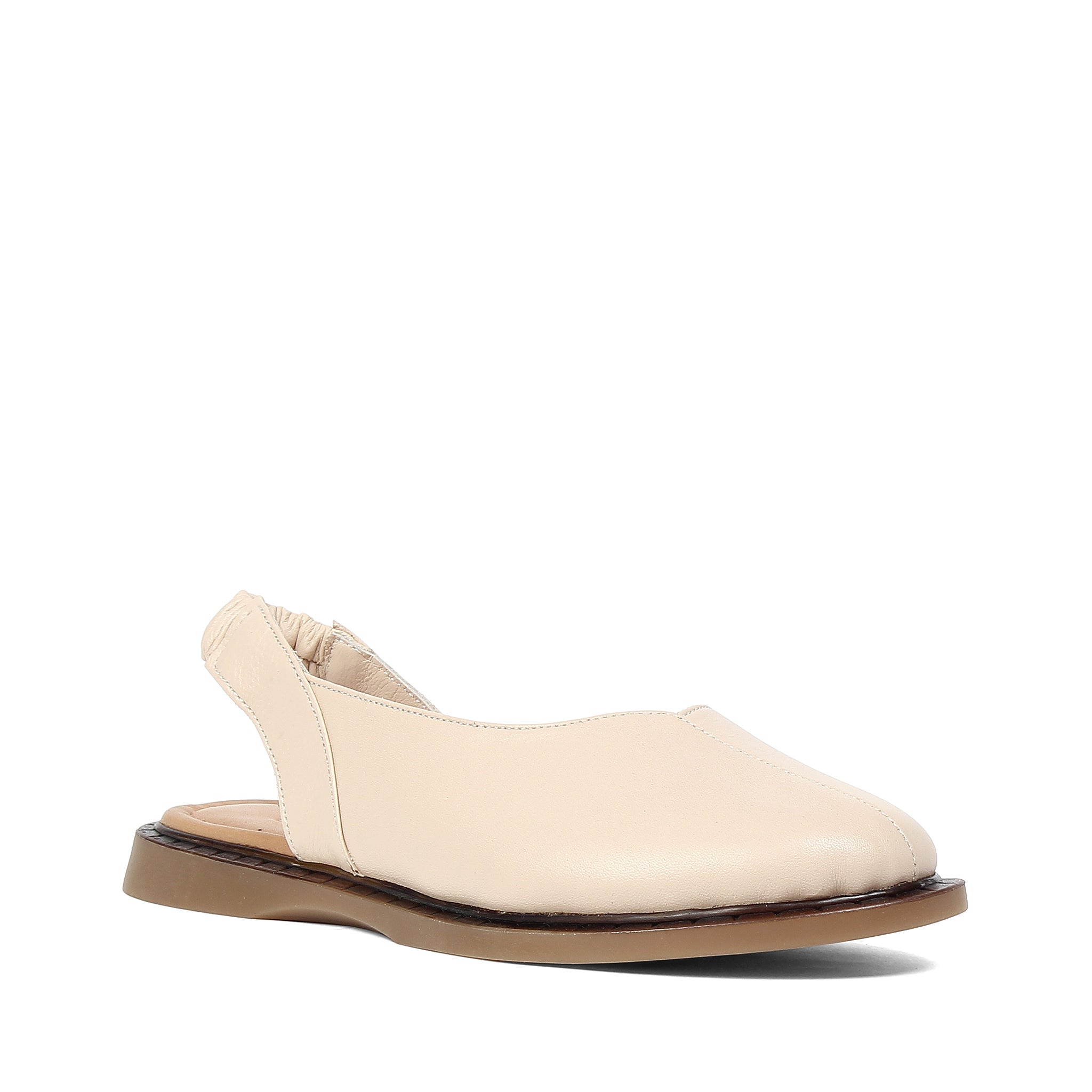 Women's Beige Leather Sandals with Adjustable Buckle (541-23074)