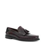 Men’s Burgundy Patent Leather Tassel Loafers – Stylish Slip-On Shoes (747-4538)