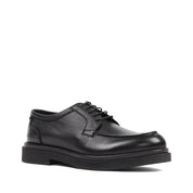 Herren Derby-Schuhe aus schwarzem genarbtem Leder mit Mokassin-Naht (395-2886)