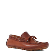 Men’s Tan Leather Driving Loafers – Classic Moccasins with Bow (764-5400)