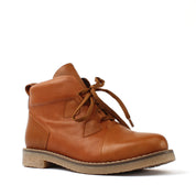 Damen Hellbraune Leder-Schnürstiefel mit Blockabsatz (559-30000)
