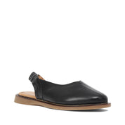 Women's Black Leather Sandals with Adjustable Buckle (541-23074)