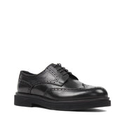 Elegante Herren Derby-Schuhe aus schwarzem Leder mit Brogue-Muster (395-2887)