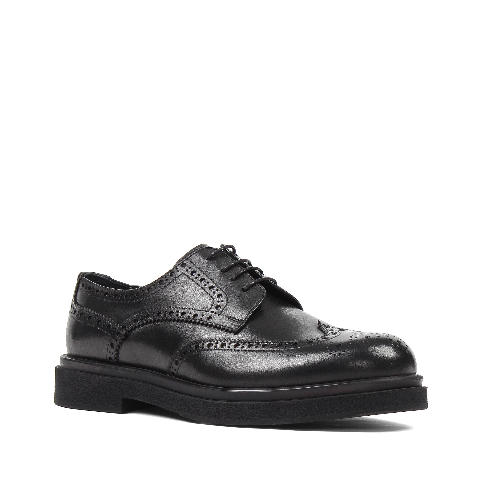 Elegante Herren Derby-Schuhe aus schwarzem Leder mit Brogue-Muster (395-2887)
