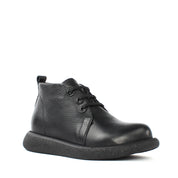 Damen Schwarze Lederstiefel mit Flacher Sohle (687-21910)