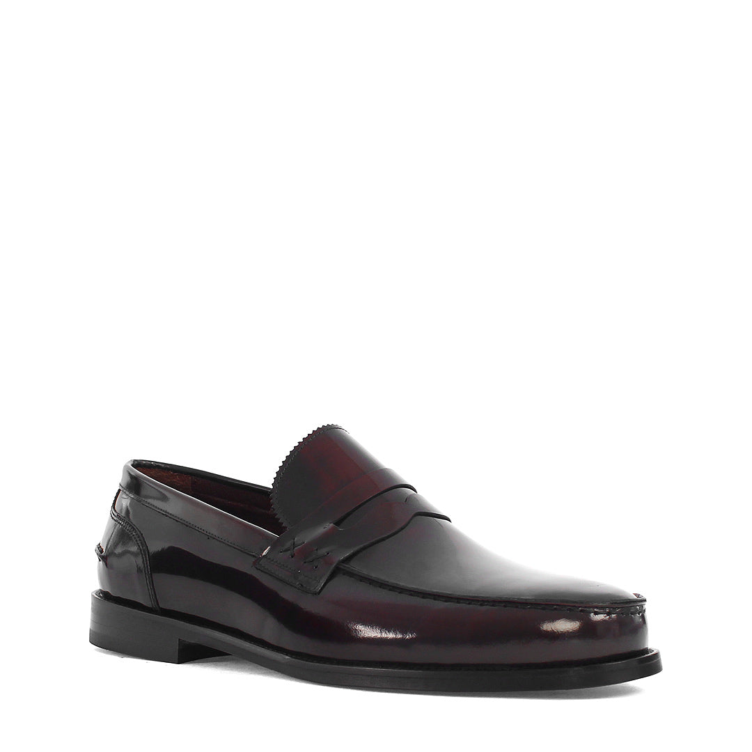 Herren Slipper aus burgunderfarbenem Lackleder – Elegante Loafer (747-4537)