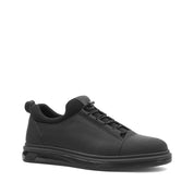 Herren Low-Top Sneaker aus schwarzem Leder mit matter Oberfläche (691-3441)