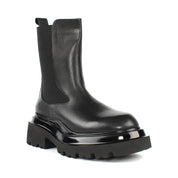 Damen Schwarze Leder-Chelsea-Stiefel mit Plateau (716-26805)
