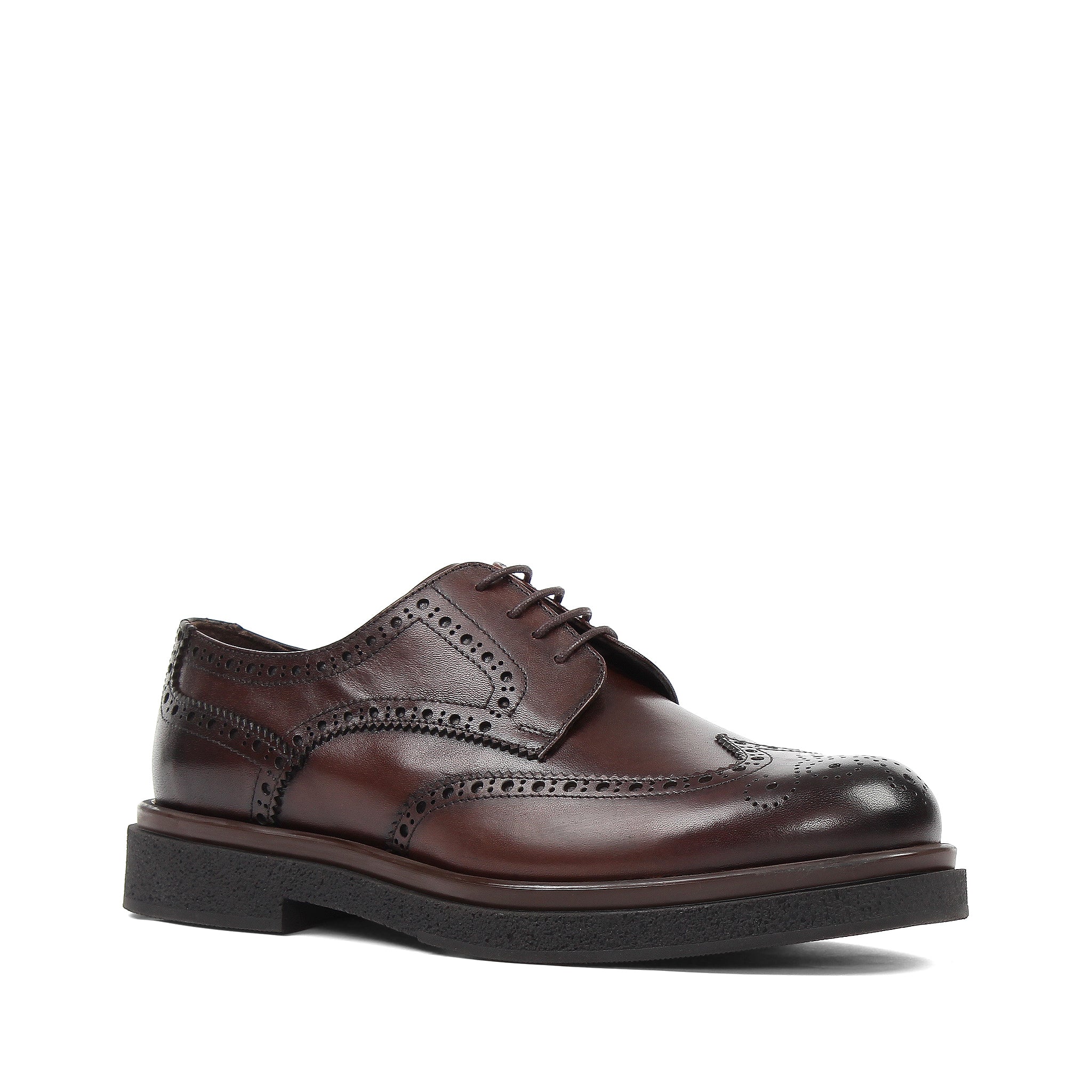 Elegante Herren Derby-Schuhe aus braunem Leder mit Brogue-Muster (395-2887)