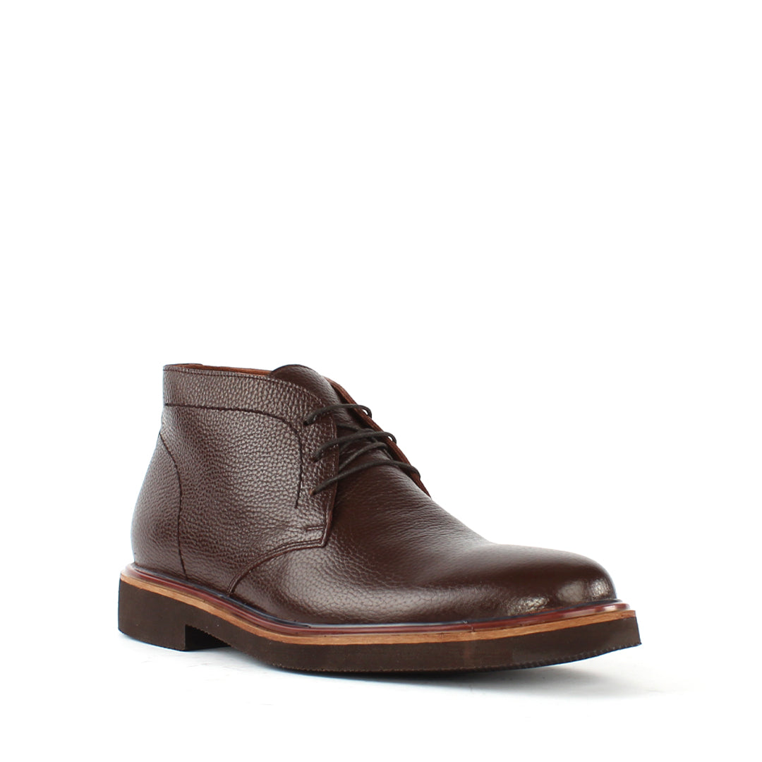 Men's Brown Leather Derby Boots with Classic Design (162-512)