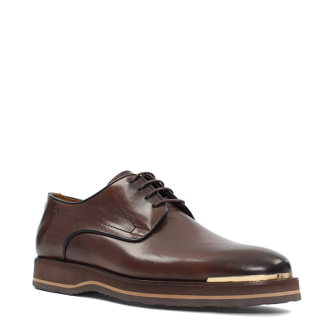 Men’s Brown Leather Lace-Up Dress Shoes with EVA Sole (406-4421)
