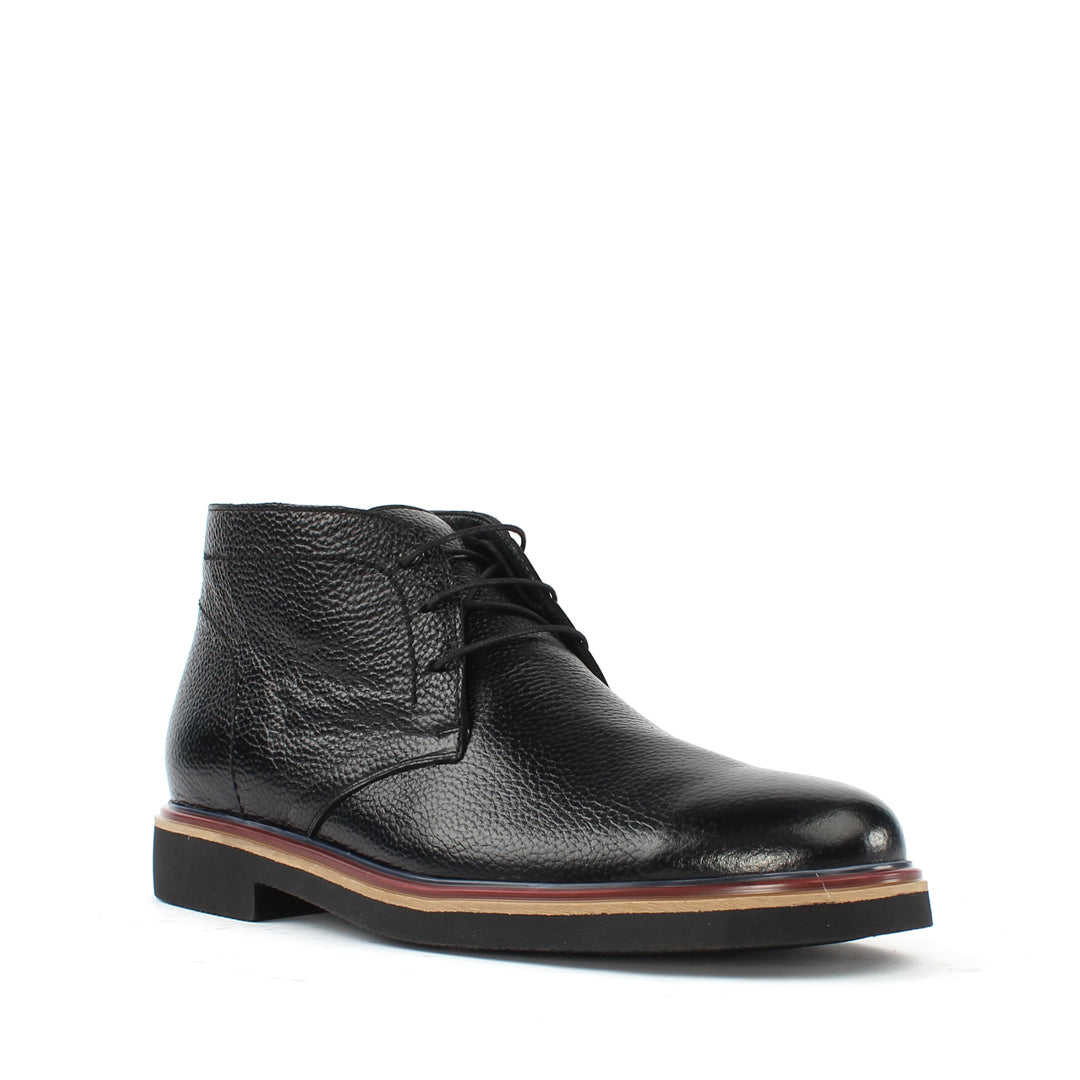 Men's Black Leather Derby Boots with Classic Design (162-512)